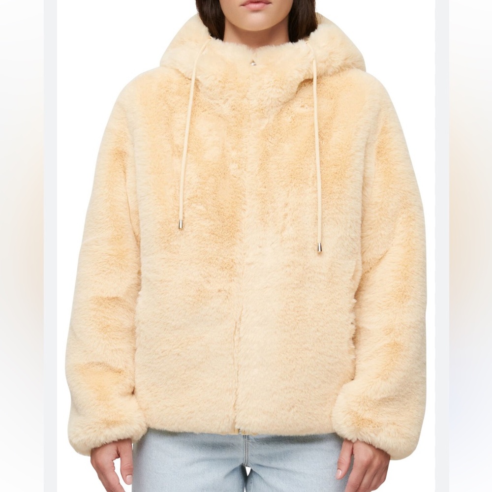 Maje faux fur jacket in yellow